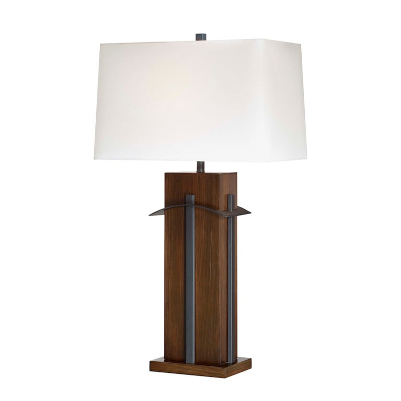 Minka Lavery Ambience 32in Table Lamp | Transitional Walnut and Black Metal | Living Room & Bedroom Accent | 10 x 18 x 32 in | Model 10033-0