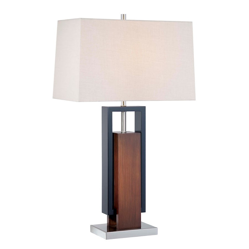 Minka Lavery Ambience 31.5in Table Lamp | Transitional Walnut, Black Wood, Brushed Nickel | Living Room & Bedroom Accent | Model 10034-0
