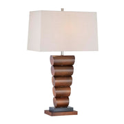 Minka Laver Ambience 1-Light Table Lamp | Transitional Walnut-Black Wood | Living Room & Bedroom Side Table | 31in H | Model 10036-0