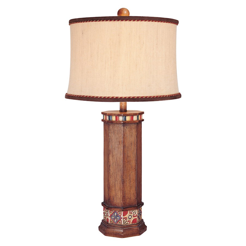 Minka Lavery Brown Wood Look Table Lamp | Contemporary Poly Resin with Brown Wood Finish | Living Room & Bedroom Accent Light | Model 10373-0
