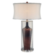 Minka Lavery 1-Light Table Lamp | Clear/Brown Glass and Steel with White Fabric Shade | Living Room & Bedroom Accent | Model 10513-0