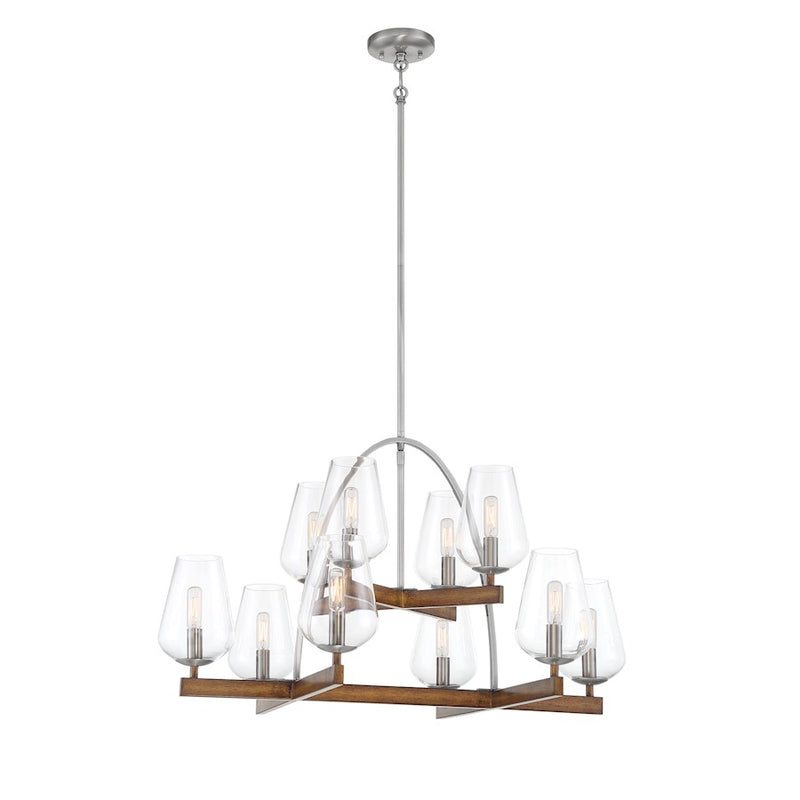 Minka Lavery Birnamwood 32in 10-Light Chandelier | Rustic Koa Wood and Pewter Steel | Dining Room & Great Room | 32 x 32 x 24 in | Model 1069-699