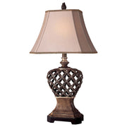 Minka Lavery Ambience 1-Light Table Lamp | Traditional Warm Pecan Finish | Living Room & Bedroom Accent | 10 x 14 x 28 in | Model 10821-0