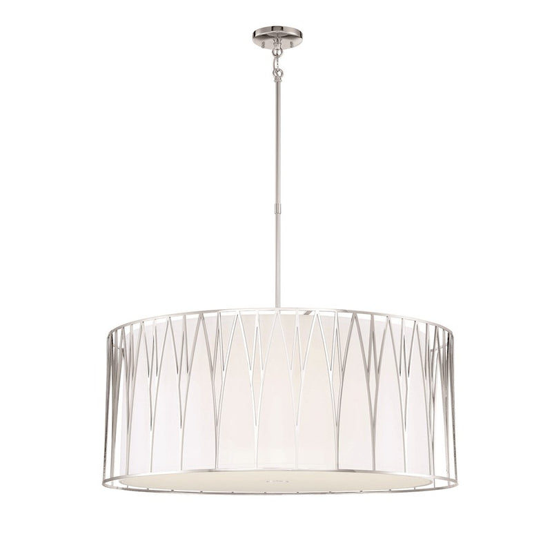 Minka Lavery Regal Terrace 32in LED Pendant | Transitional Polished Nickel Steel | Kitchen Island & Dining Room | 32 x 32 x 27 in | Model 1084-613-L