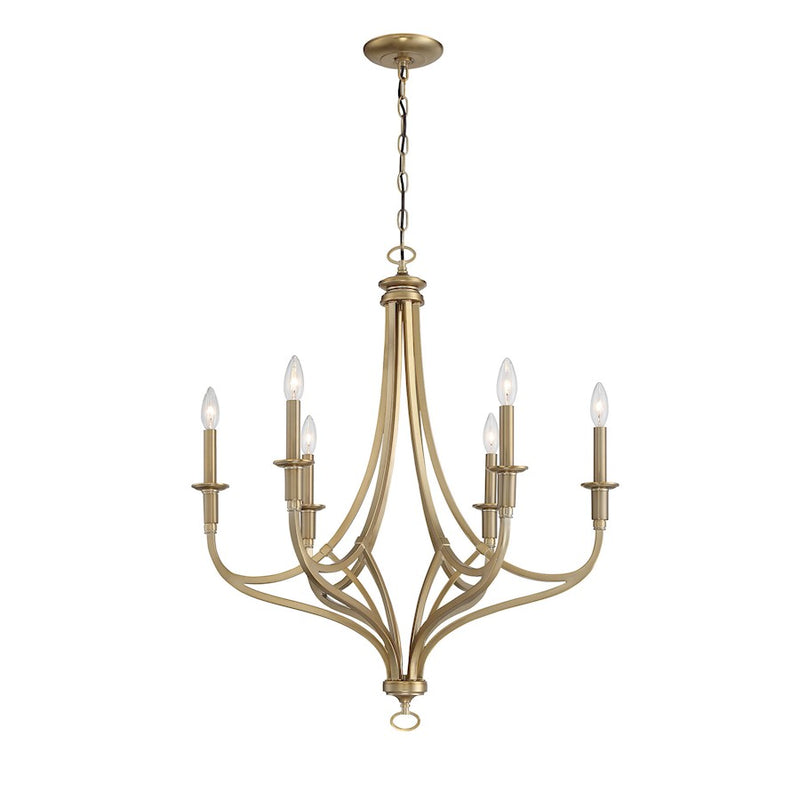 Minka Lavery Covent Park 28in 6-Light Chandelier | Transitional Brushed Honey Gold | Dining Room & Living Room | 28 x 28 x 32 in | Model 1096-740