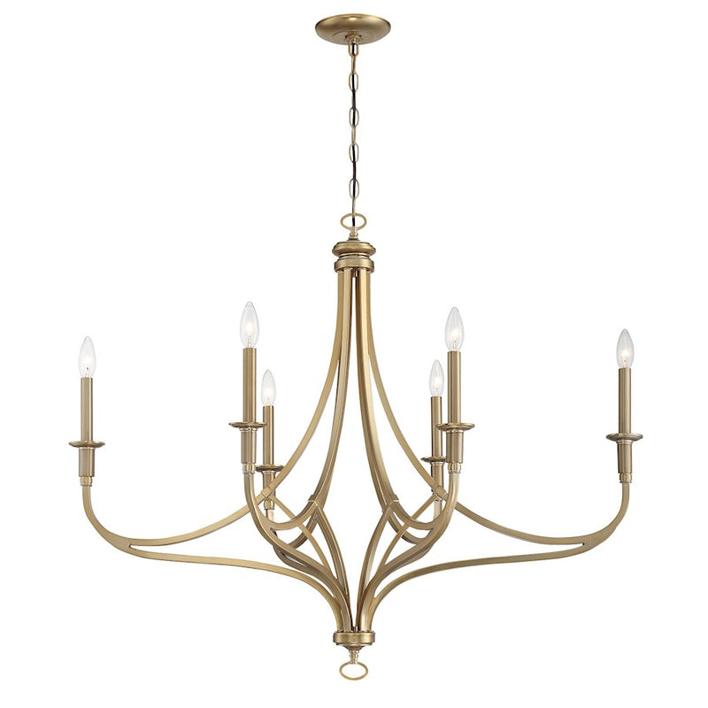 Minka Lavery Covent Park 40in 6-Light Chandelier | Transitional Brushed Honey Gold | Dining Room & Great Room | 40 x 40 x 32 in | Model 1097-740