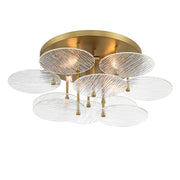 Minka Lavery Artze 25in 4-Light Flush Mount | Modern Soft Brass Metal and Water Glass | Kitchen & Hallway Ceiling Light | 25 x 10 in | Model 1124-695