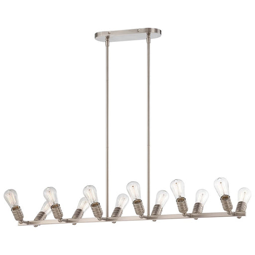 Minka Lavery Downtown Edison 41in 12-Light Island Light | Industrial Brushed Nickel | Kitchen Island & Dining Room | 41 x 16 x 6 in | Model 1134-84