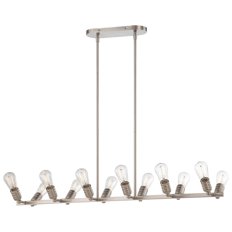 Minka Lavery Downtown Edison 41in 12-Light Island Light | Industrial Brushed Nickel | Kitchen Island & Dining Room | 41 x 16 x 6 in | Model 1134-84