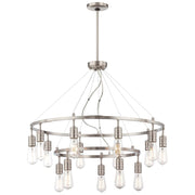 Minka Lavery Downtown Edison 32in 15-Light Chandelier | Industrial Brushed Nickel | Dining Room & Living Room | 32 x 32 x 29 in | Model 1137-84