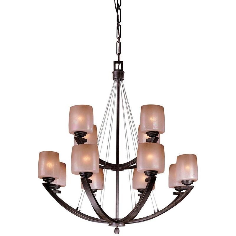 Minka Lavery Raiden 34in 12-Light Chandelier | Transitional Iron Oxide | Dining Room & Living Room | 34 x 34 x 36 in | Model 1198-357