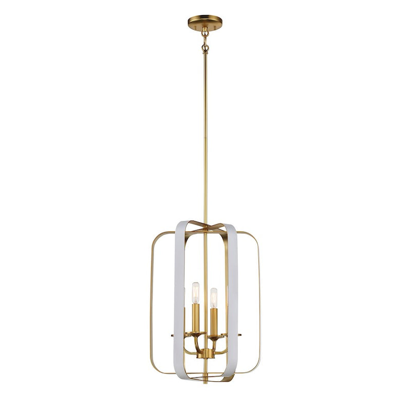 Minka Lavery 14in 4-Light Pendant | Transitional Matte White and Honey Gold | Kitchen Island & Dining Room | 14 x 14 x 33 in | Model 1214-706