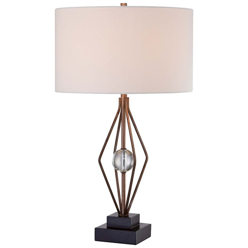 Minka Lavery Ambience 16in 1-Light Table Lamp | Traditional Silver and Light Cream Linen | Living Room & Bedroom | 16 x 28 in | Model 12412-0