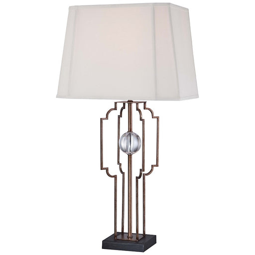 Minka Lavery Ambience 15in Table Lamp | Cream Linen Shade Traditional | Living Room & Bedroom Accent | 15 x 15 x 30 in | Model 12413-0