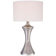 Minka Lavery Ambience 16in 1-Light Table Lamp | Traditional Polished Nickel and Light Cream Linen | Living Room & Bedroom | 16 x 28 in | Model 12422-0