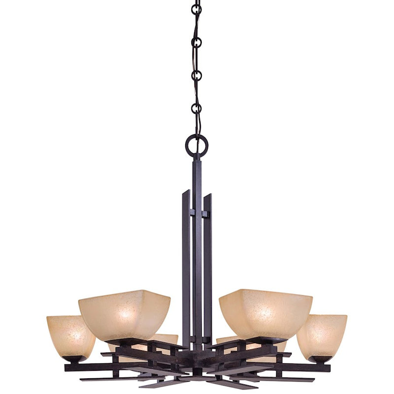 Minka Lavery Lineage 29in 6-Light Chandelier | Transitional Iron Oxide | Dining Room & Living Room | 29 x 29 x 25 in | Model 1276-357