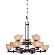 Minka Lavery Lineage 33in 9-Light Chandelier | Transitional Iron Oxide Steel | Dining Room & Foyer | 33 x 33 x 30 in | Model 1277-357