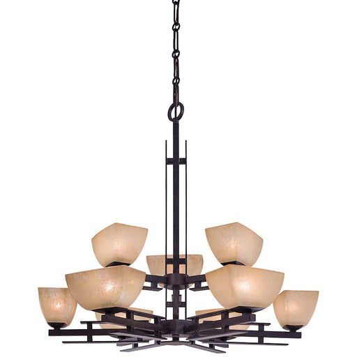 Minka Lavery Lineage 33in 9-Light Chandelier | Transitional Iron Oxide Steel | Dining Room & Foyer | 33 x 33 x 30 in | Model 1277-357