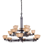 Minka Lavery Lineage 46in 15-Light Chandelier | Transitional Iron Oxide Steel | Grand Foyer & Dining Room | 46 x 46 x 35 in | Model 1278-357
