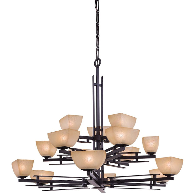Minka Lavery Lineage 46in 15-Light Chandelier | Transitional Iron Oxide Steel | Grand Foyer & Dining Room | 46 x 46 x 35 in | Model 1278-357