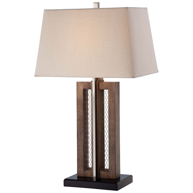 Minka Lavery Ambience 29in 1-Light Table Lamp | Transitional Bark Brown and Beige Linen | Living Room & Bedroom | 17 x 12 x 29 in | Model 13024-0