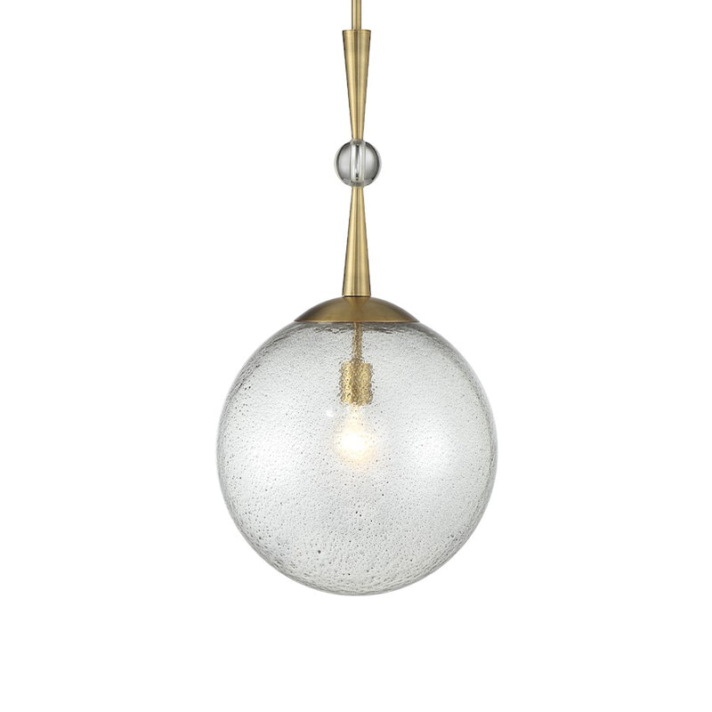 Minka Lavery Populuxe 13.75in 1-Light Pendant | Mid-Century Oxidized Aged Brass Steel and Clear Glass | Kitchen Island & Dining Room | Model 1338-923