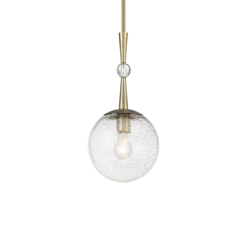 Minka Lavery Populuxe 13.75in 1-Light Pendant | Mid-Century Oxidized Aged Brass Steel and Clear Glass | Kitchen Island & Dining Room | Model 1338-923