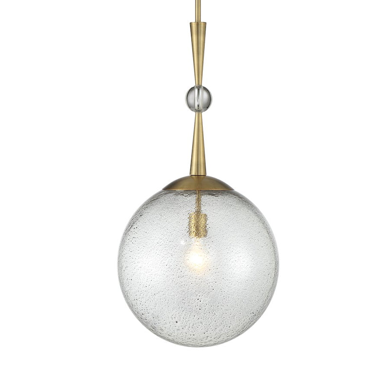 Minka Lavery Populuxe 13.75in 1-Light Pendant | Mid-Century Oxidized Aged Brass Steel and Clear Glass | Kitchen Island & Dining Room | Model 1338-923