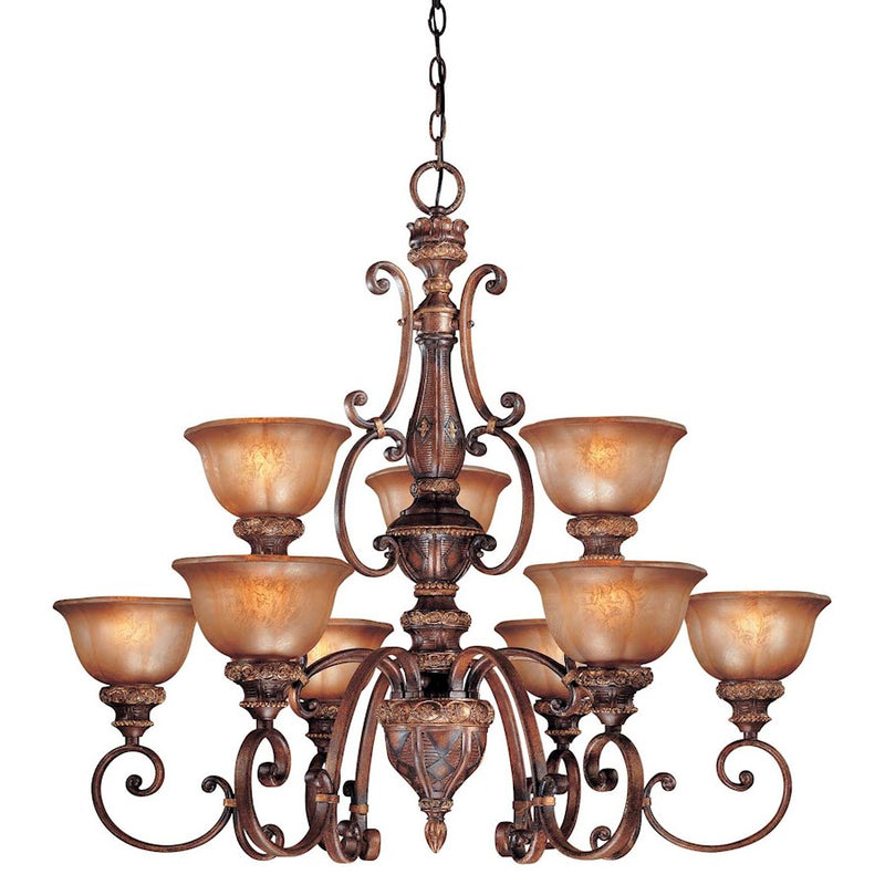 Minka Lavery Illuminati 39in 9-Light Chandelier | Traditional Illuminati Bronze | Dining Room & Great Room | 39 x 39 x 34 in | Model 1358-177