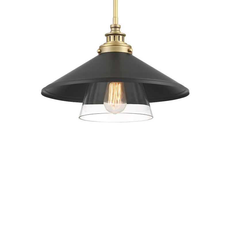 Minka Lavery Segan 15in 1-Light Mini Pendant | Coal & Soft Brass Metal and Glass | Kitchen Island & Breakfast Bar | 15 x 15 x 10 in | Model 1405-758