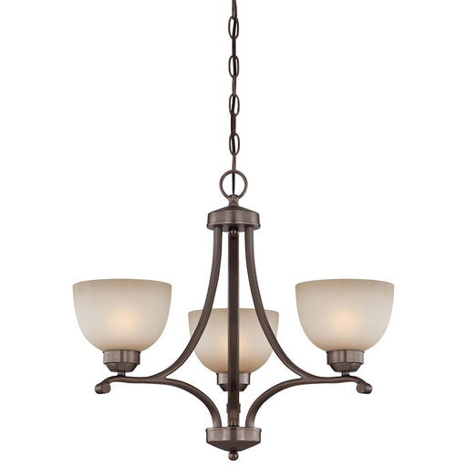 Minka Lavery Paradox 23in 3-Light Mini Chandelier | Transitional Harvard Court Bronze Plated | Dining Room & Breakfast Nook | Model 1423-281