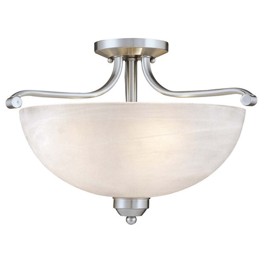 Minka Lavery Paradox 17in 3-Light Semi Flush | Transitional Brushed Nickel | Living Room & Dining Room Entryway | 17 x 17 x 12 in | Model 1424-84-PL