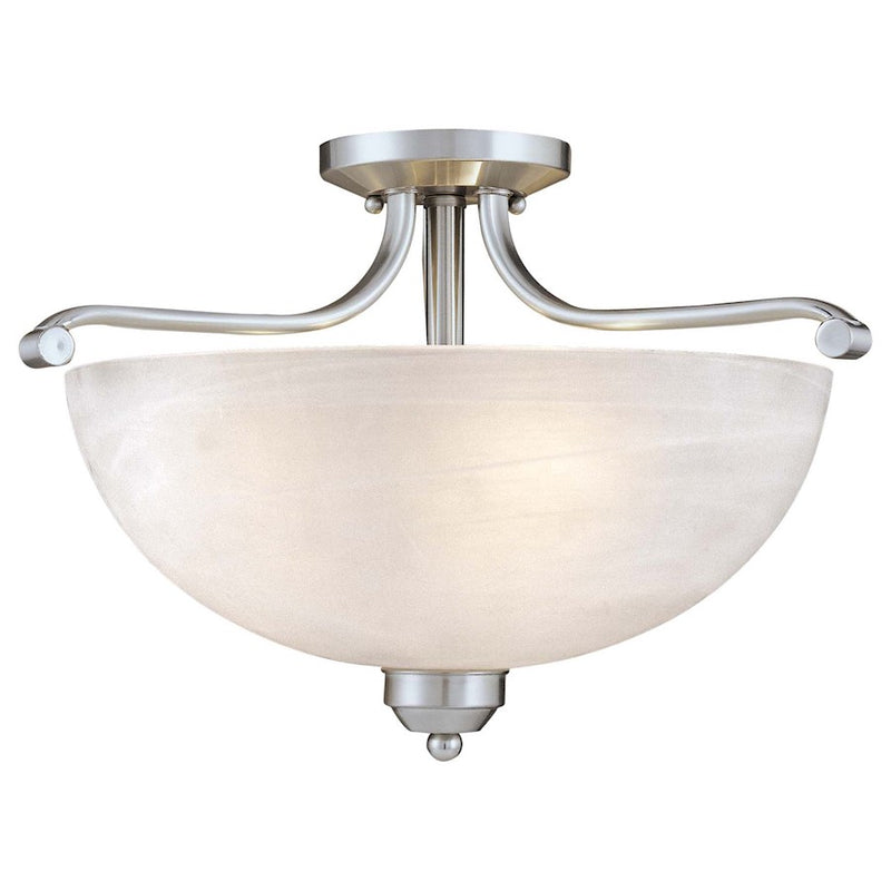 Minka Lavery Paradox 17in 3-Light Semi Flush | Transitional Brushed Nickel | Living Room & Dining Room Entryway | 17 x 17 x 12 in | Model 1424-84-PL