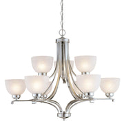Minka Lavery Paradox 34in 9-Light Chandelier | Transitional Brushed Nickel | Dining Room & Living Room Entryway | 34 x 27 in | Model 1429-84