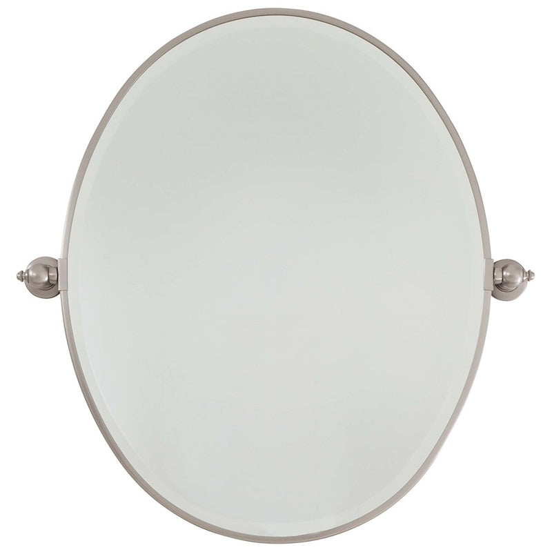 Minka Lavery Oval Beveled Mirror | Brushed Nickel Metal Frame | Bathroom Vanity & Powder Room Wall Mirror | 20 x 3 x 24 in | Model 1431-84