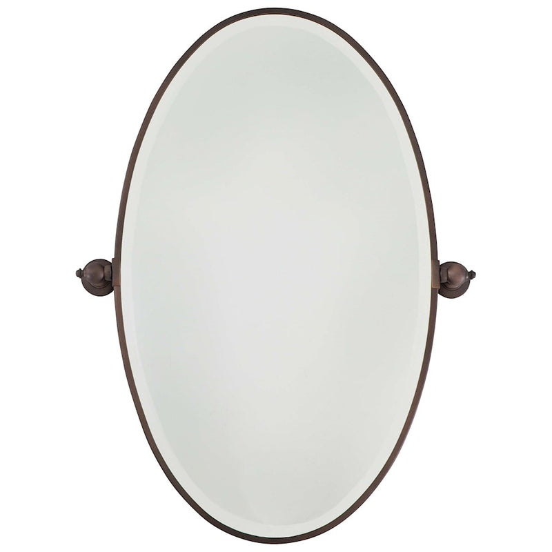 Minka Lavery XL Oval Mirror, Beveled | Dark Brushed Bronze Plated | Entryway & Powder Room Accent | 27 x 36 in | Model 1432-267