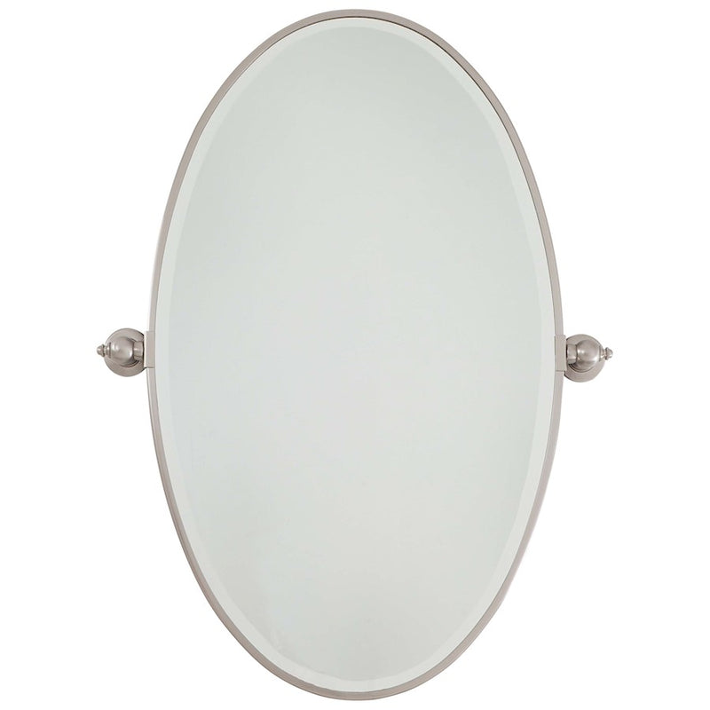 Minka Lavery XL Oval Beveled Mirror | Brushed Nickel Metal Frame | Bathroom & Powder Room Vanity | 27 x 36 in, Wall Mount | Model 1432-84