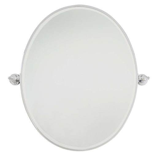 Minka Lavery Large Oval Mirror | Beveled Chrome Frame | Bathroom & Powder Room Wall Mirror | 31 x 32 in | Model 1433-77