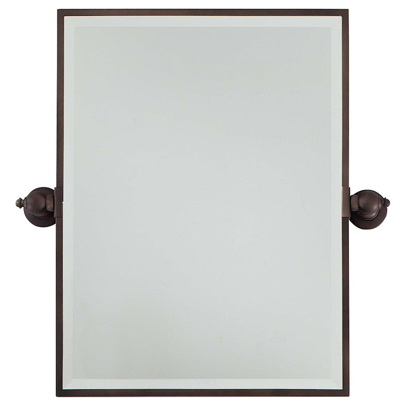 Minka Lavery Rectangle Beveled Mirror | Dark Brushed Bronze Metal Frame | Bathroom Vanity & Powder Room Wall Mirror | 18 x 3 x 24 in | Model 1440-267