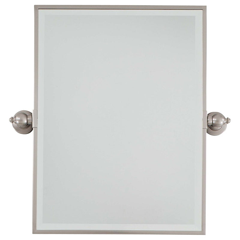 Minka Lavery Rectangle Beveled Mirror | Brushed Nickel Metal Frame | Bathroom & Powder Room Vanity | 18 x 24 in, Wall Mount | Model 1440-84