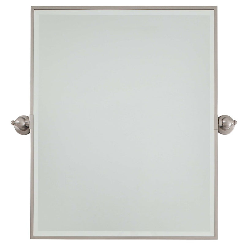 Minka Lavery XL Rectangle Mirror | Brushed Nickel Metal Frame | Bathroom Vanity & Powder Room Wall Mirror | 30 x 4 x 30 in | Model 1441-84