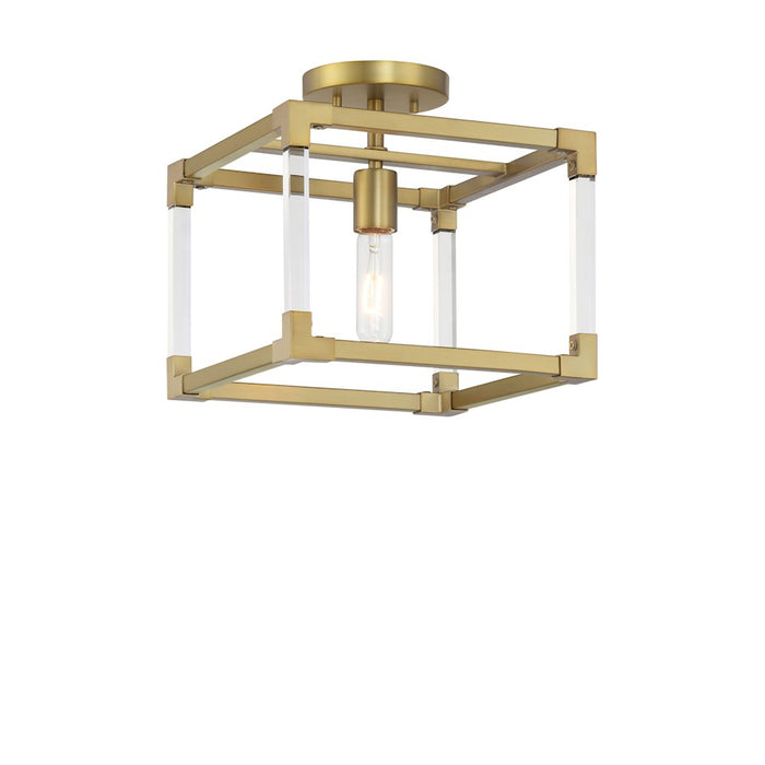 Minka Lavery Oro District 1 Light Semi Flush, Soft Brass/Clear - 1455-695