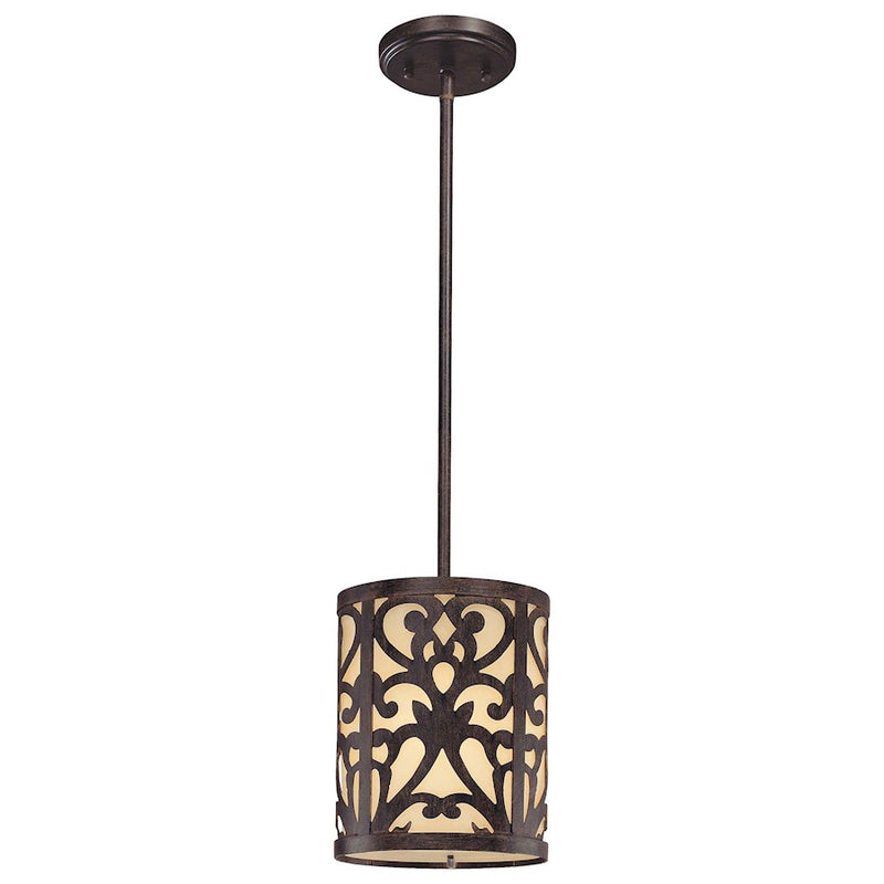 Minka Lavery Nanti 8in 1-Light Mini Pendant | Traditional Iron Oxide and Vanilla Glass | Kitchen Island Accent | 8 x 8 x 11 in | Model 1491-357