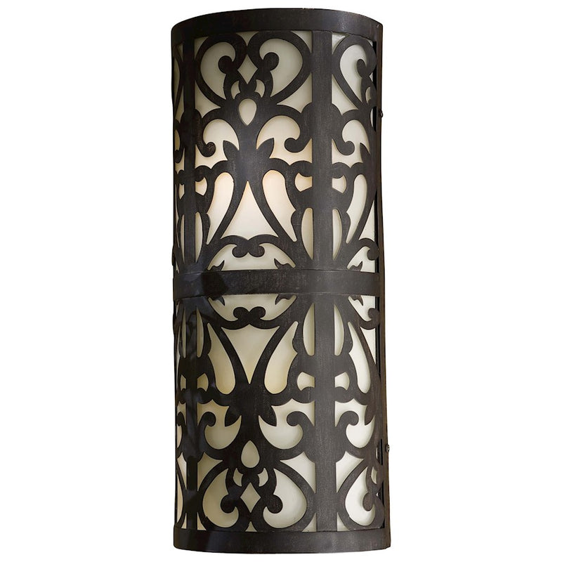 Minka Lavery Nanti 2-Light Wall Sconce | Transitional Iron Oxide and Champagne Silver with Etched Vanilla Glass | Living Room | Model 1492-357-PL