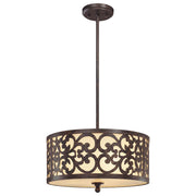 Minka Lavery Nanti 16in 3-Light Pendant | Traditional Iron Oxide and Vanilla Glass | Dining Room & Kitchen Island | 16 x 16 x 10 in | Model 1493-357
