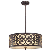 Minka Lavery Nanti 20in 3-Light Pendant | Traditional Iron Oxide and Vanilla Glass | Dining Room & Kitchen Island | 20 x 20 x 10 in | Model 1494-357