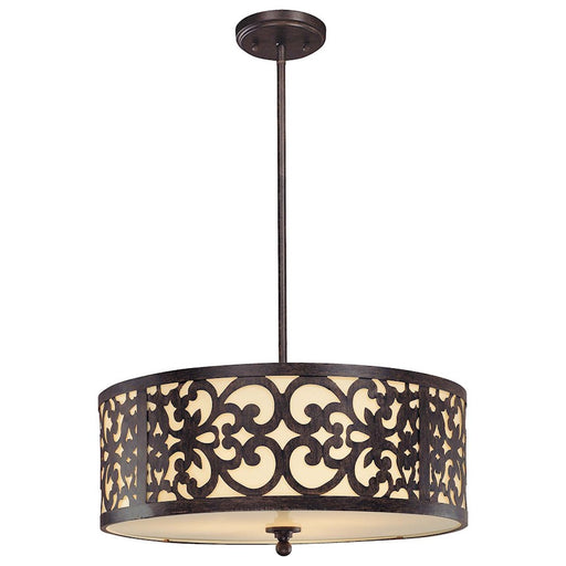 Minka Lavery Nanti 20in 3-Light Pendant | Traditional Iron Oxide and Vanilla Glass | Dining Room & Kitchen Island | 20 x 20 x 10 in | Model 1494-357