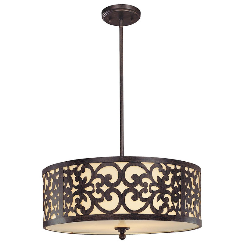 Minka Lavery Nanti 20in 3-Light Pendant | Traditional Iron Oxide and Vanilla Glass | Dining Room & Kitchen Island | 20 x 20 x 10 in | Model 1494-357