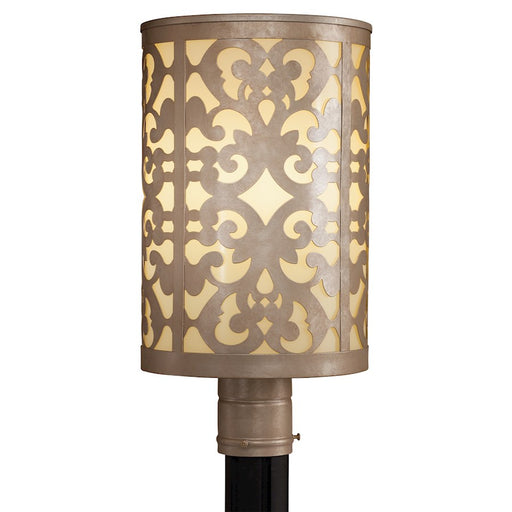 Minka Lavery Nanti 9in 1-Light Post Mount | Champagne Silver Steel and Etched Vanilla Glass | Outdoor Entry & Pathway | 9 x 18 in | Model 1496-252-PL