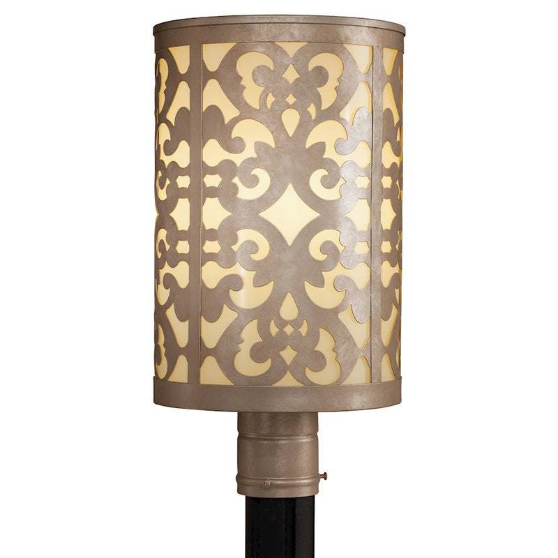 Minka Lavery Nanti 9in 1-Light Post Mount | Champagne Silver Steel and Etched Vanilla Glass | Outdoor Entry & Pathway | 9 x 18 in | Model 1496-252-PL